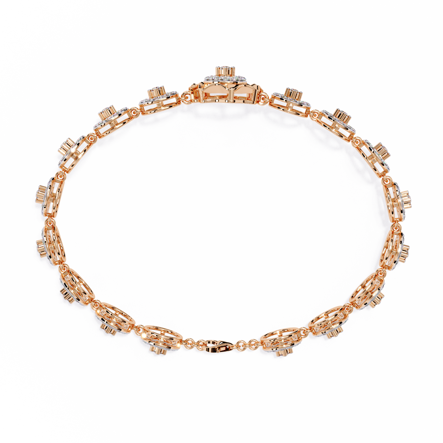 Celestial Radiance – Diamond Circle Link Bracelet in 14K Gold