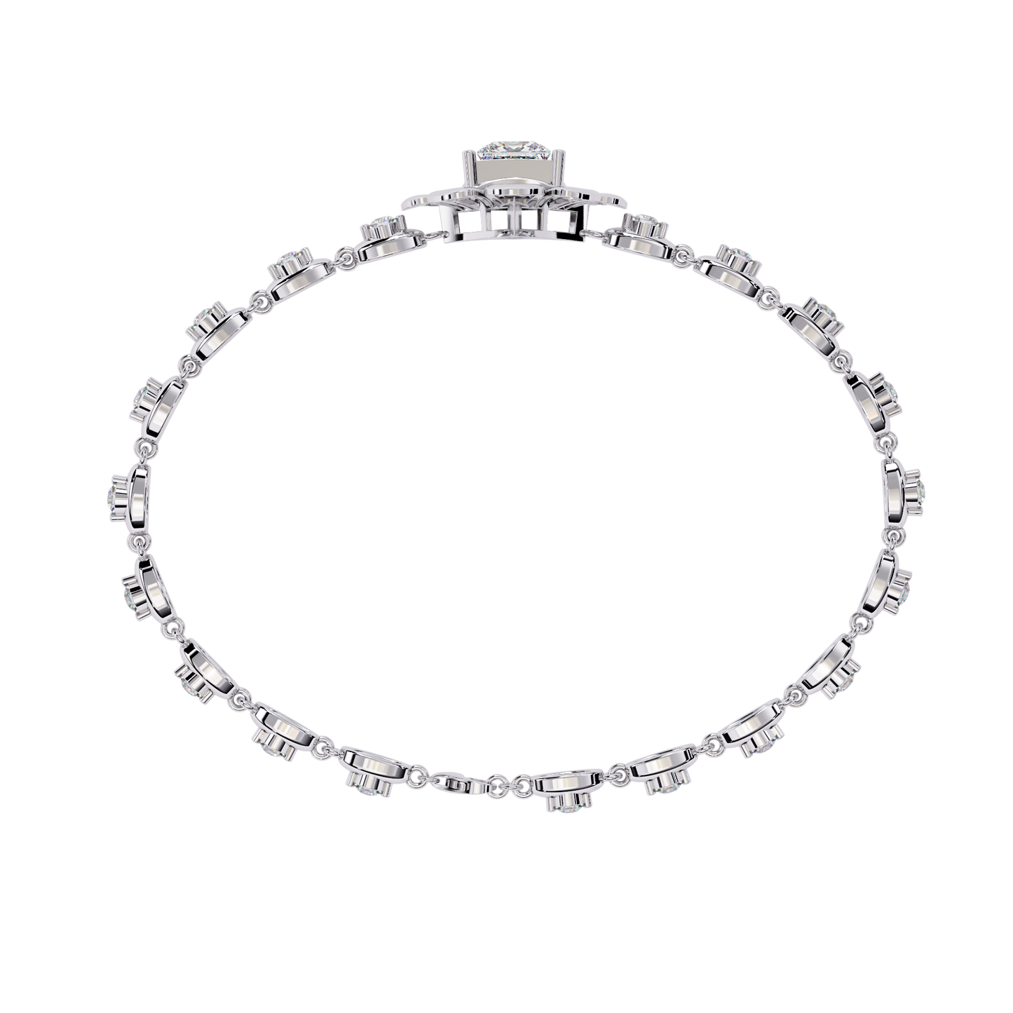 Royal Bloom – Princess Cut Centerpiece Diamond Bracelet in 14K Gold