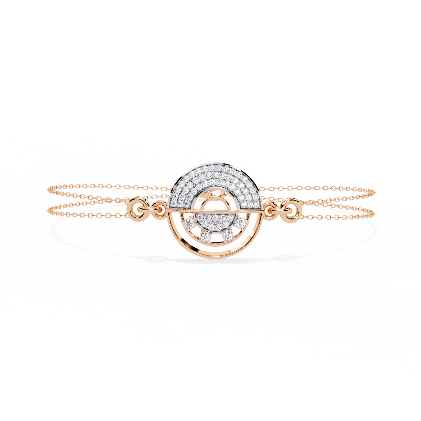 Nova Eclipse – Diamond Circle Emblem Bracelet in 14K Gold