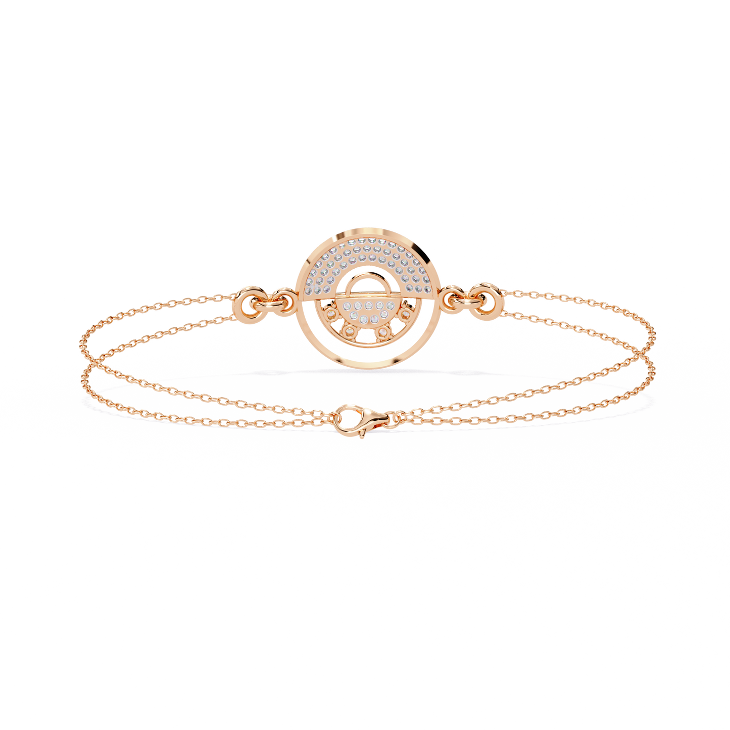 Nova Eclipse – Diamond Circle Emblem Bracelet in 14K Gold