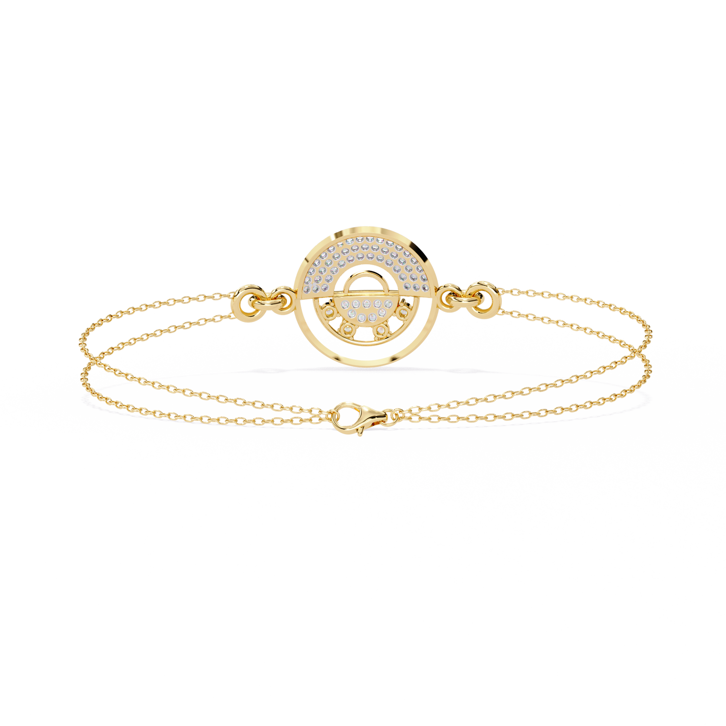 Nova Eclipse – Diamond Circle Emblem Bracelet in 14K Gold