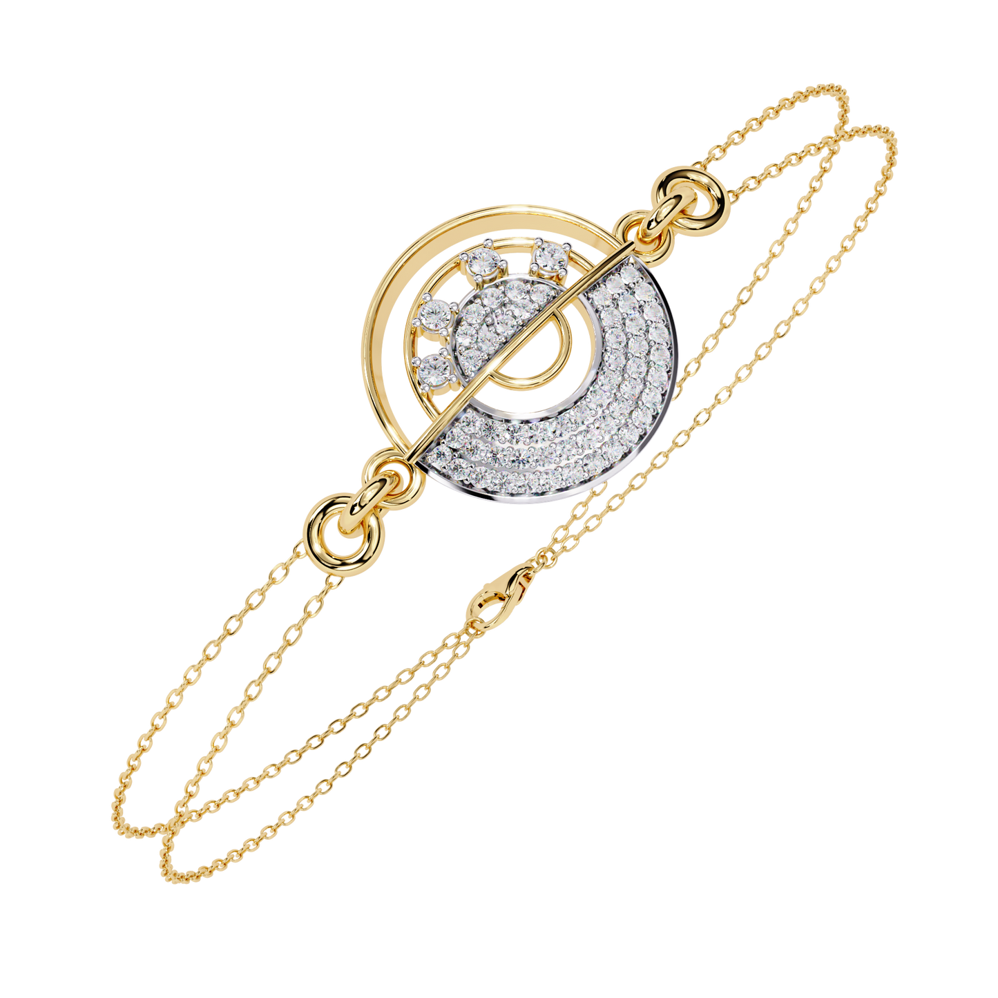 Nova Eclipse – Diamond Circle Emblem Bracelet in 14K Gold