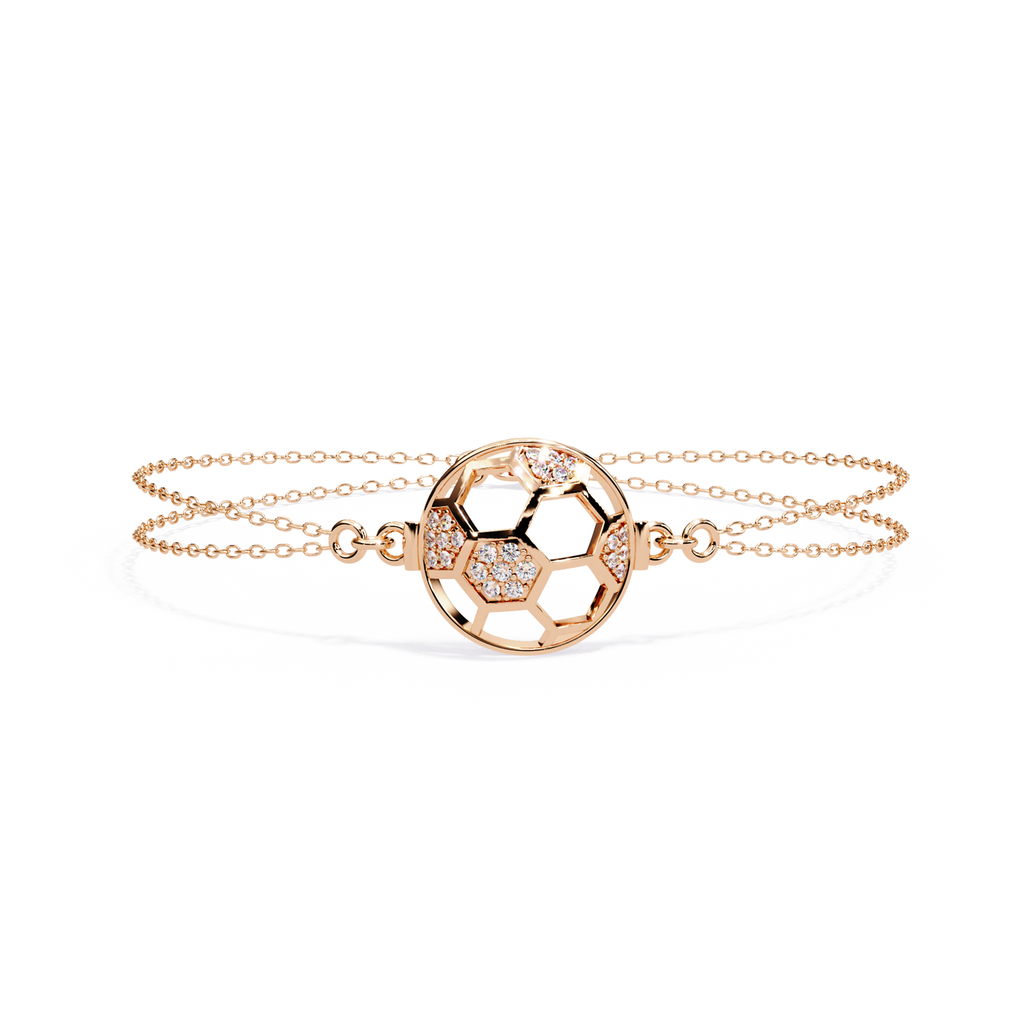 GeoSphere Link – Lab Diamond Honeycomb Connector in 14K Gold