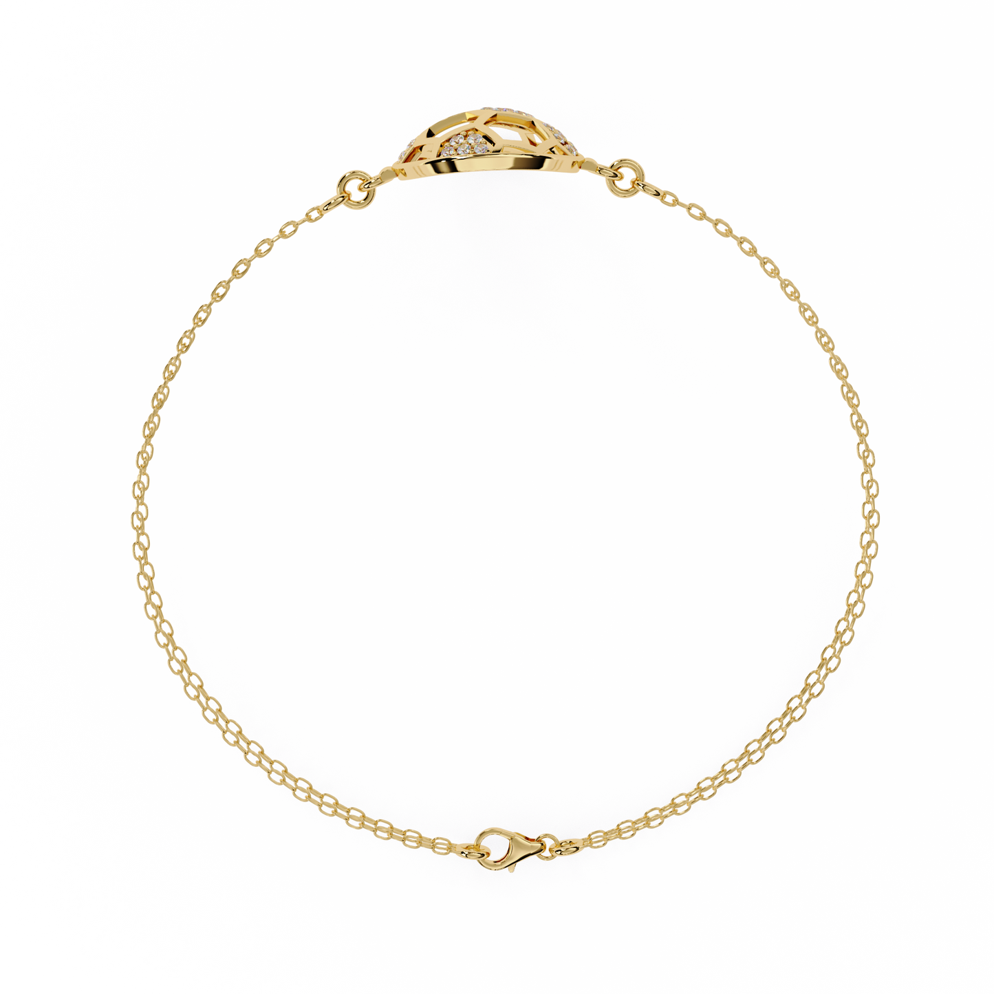 GeoSphere Link – Lab Diamond Honeycomb Connector in 14K Gold