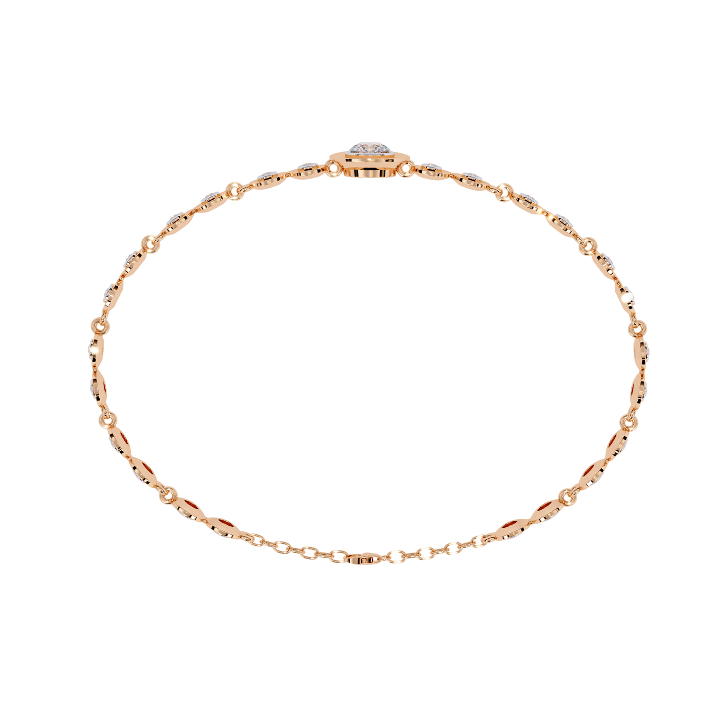 Bezel Orbit – Lab Diamond Round Link Bracelet in 14K Gold