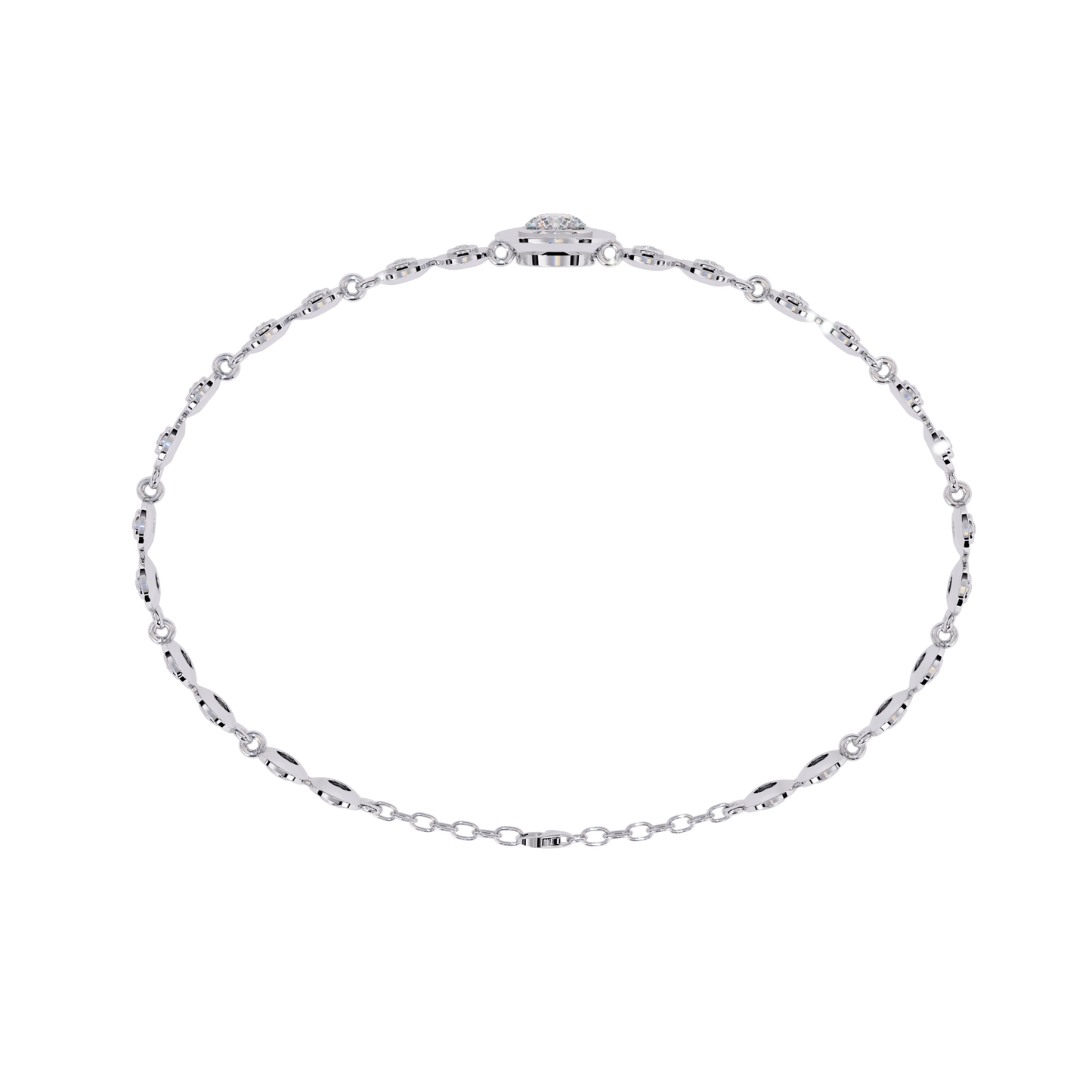 Bezel Orbit – Lab Diamond Round Link Bracelet in 14K Gold