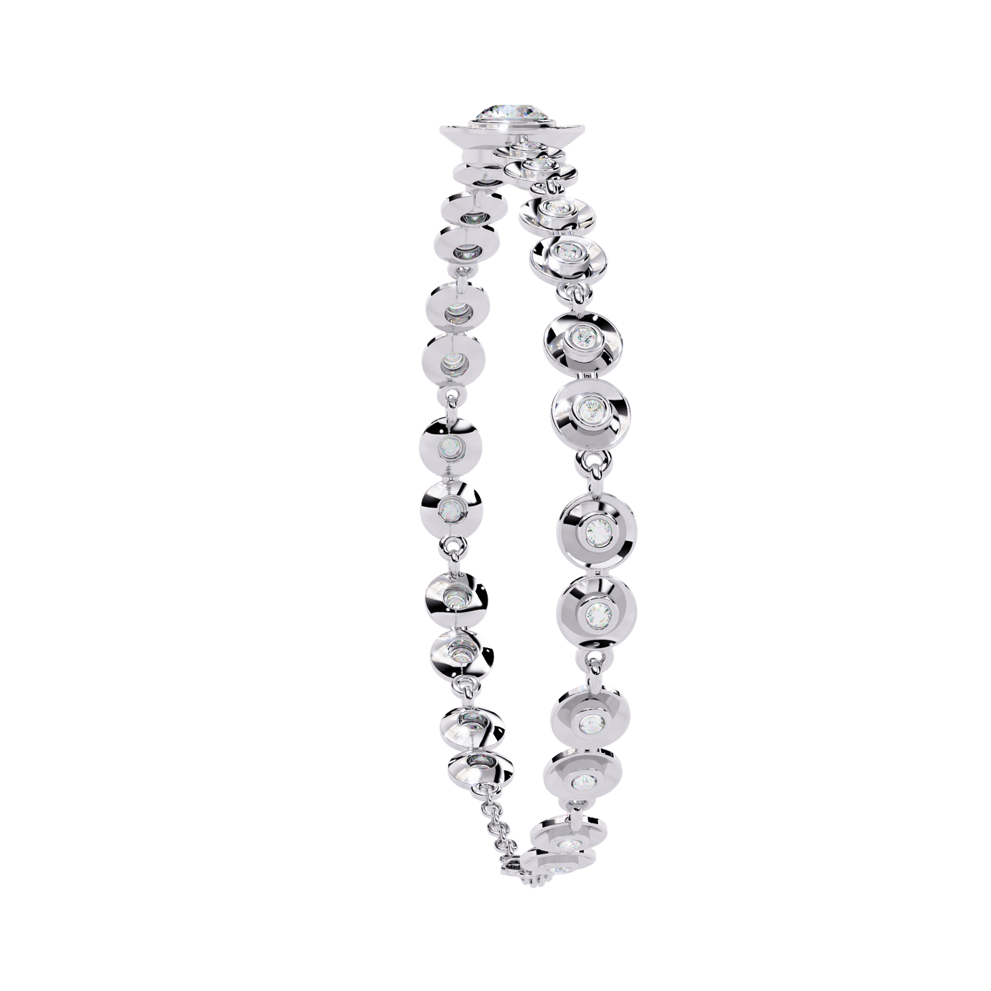 Bezel Orbit – Lab Diamond Round Link Bracelet in 14K Gold