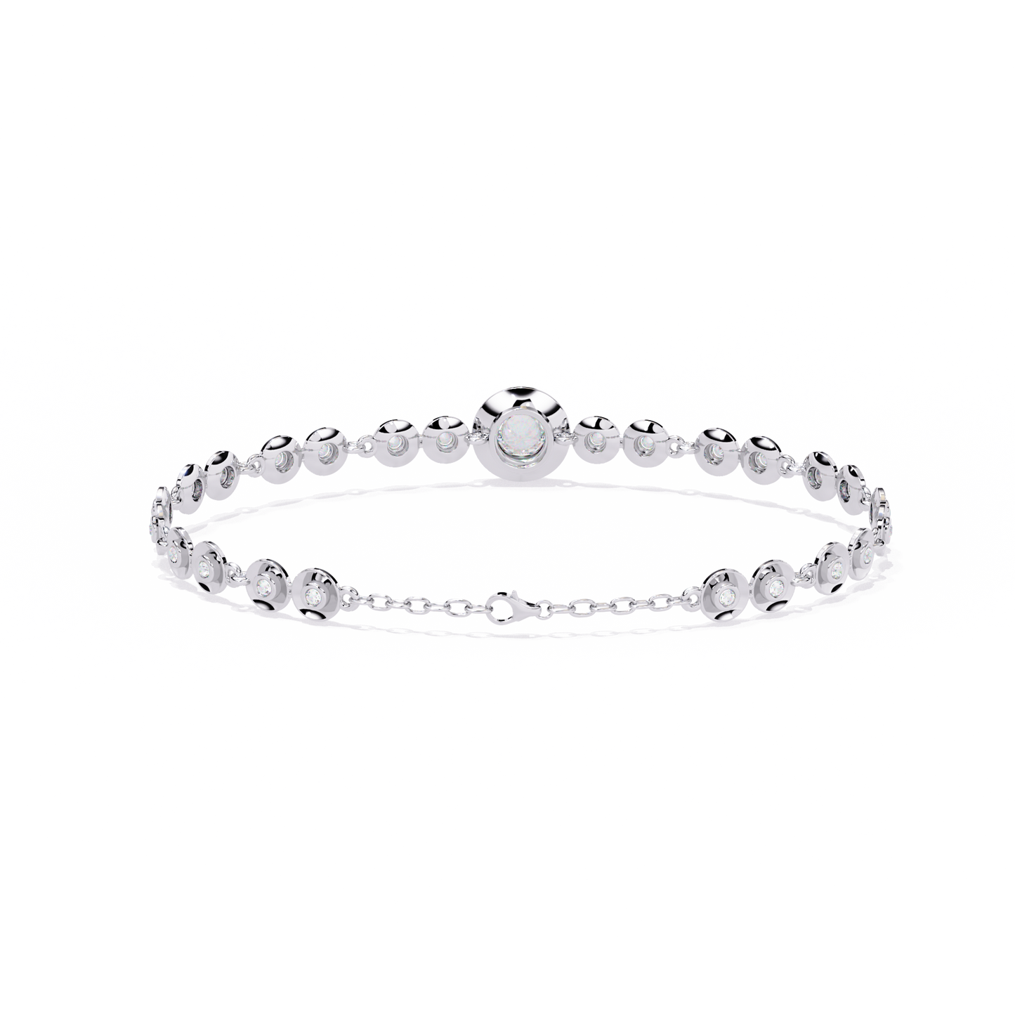 Bezel Orbit – Lab Diamond Round Link Bracelet in 14K Gold