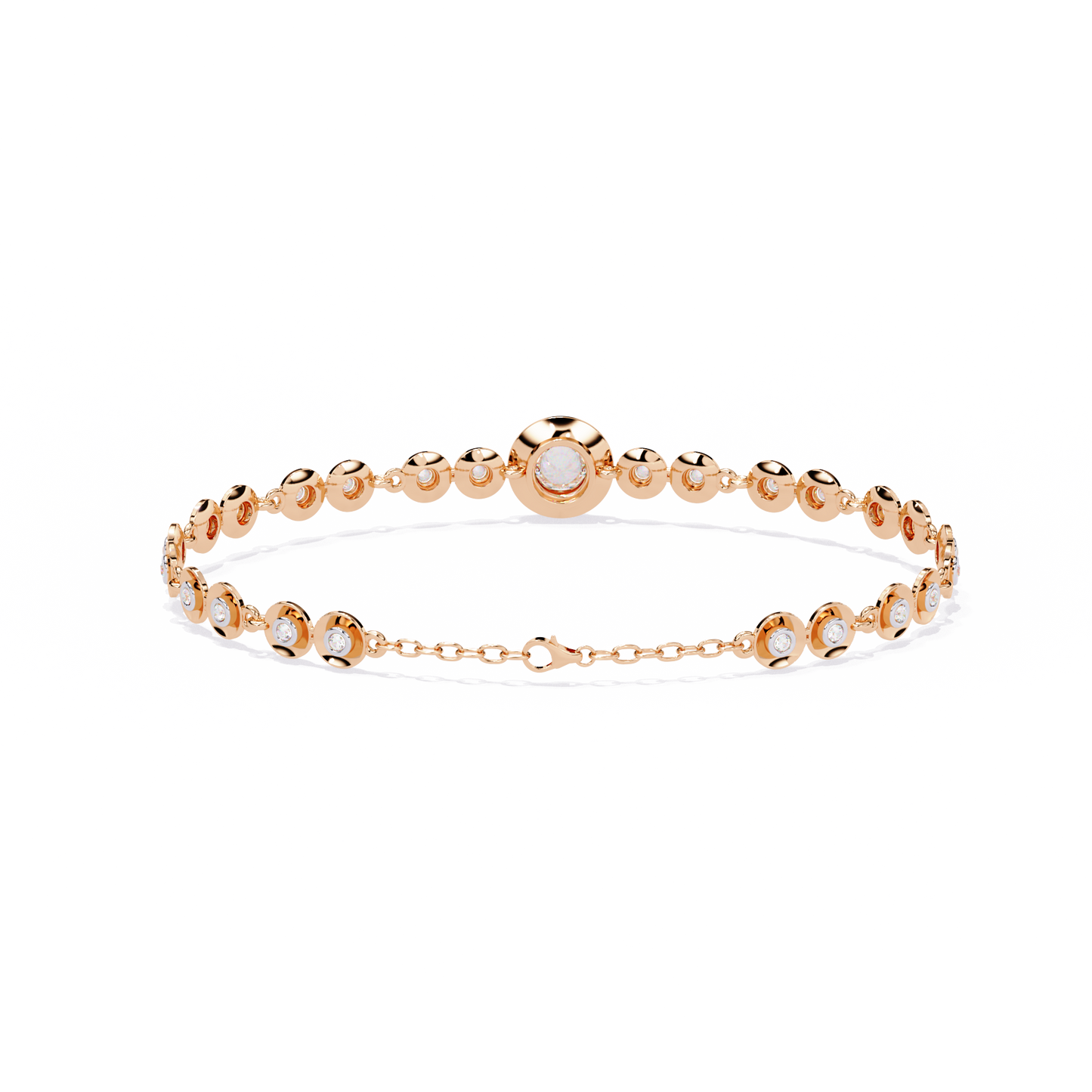 Bezel Orbit – Lab Diamond Round Link Bracelet in 14K Gold