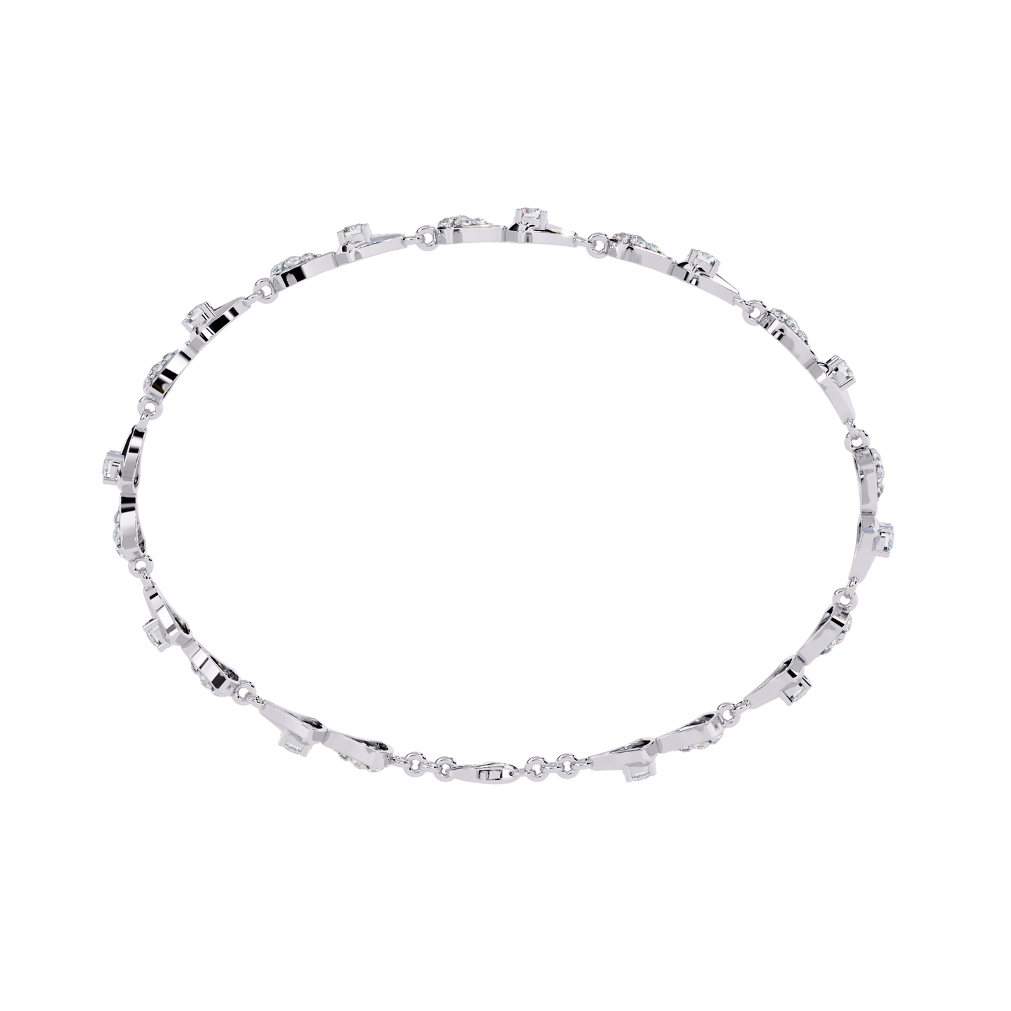 Geometric Gleam – Diamond Accent Triangle Link Bracelet in 14K Gold