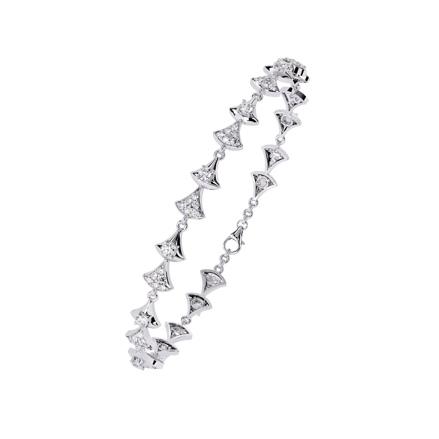 Geometric Gleam – Diamond Accent Triangle Link Bracelet in 14K Gold