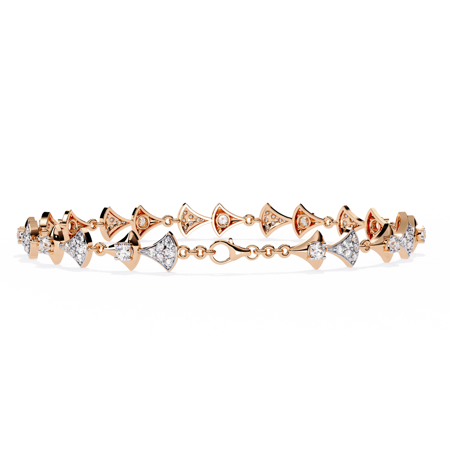 Geometric Gleam – Diamond Accent Triangle Link Bracelet in 14K Gold