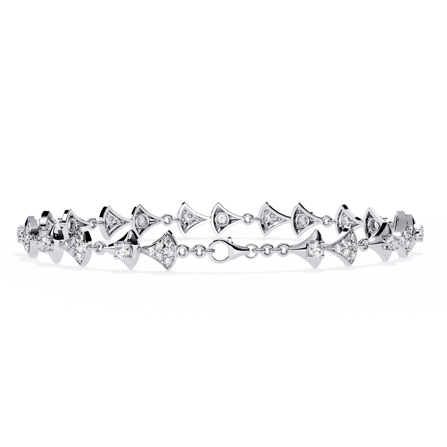Geometric Gleam – Diamond Accent Triangle Link Bracelet in 14K Gold