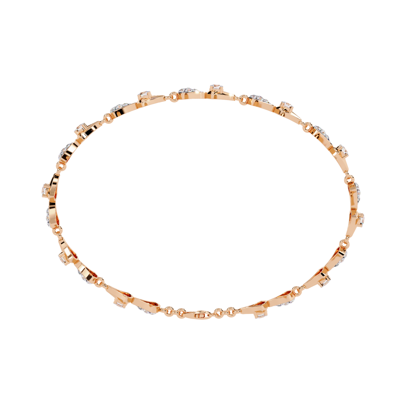 Geometric Gleam – Diamond Accent Triangle Link Bracelet in 14K Gold
