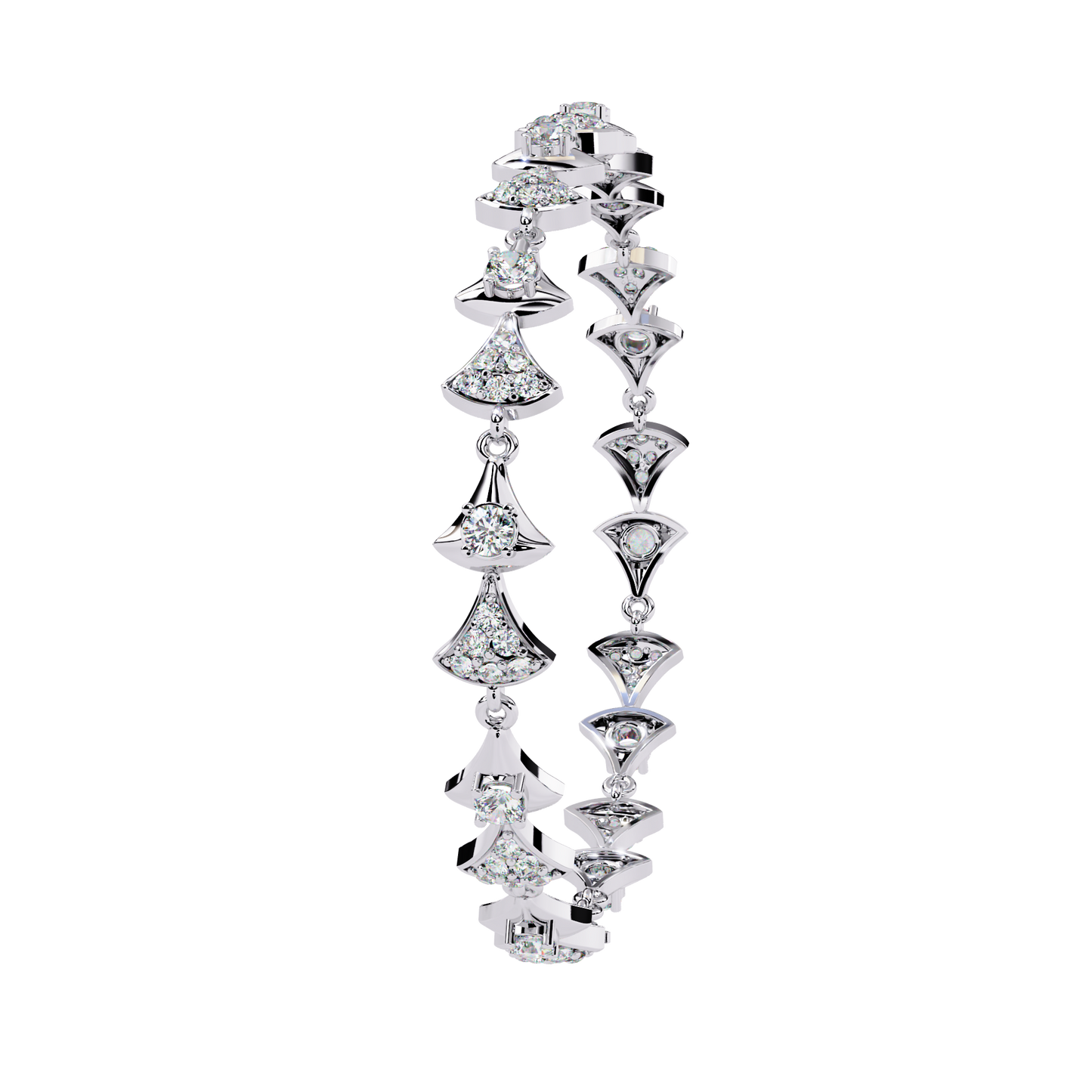 Geometric Gleam – Diamond Accent Triangle Link Bracelet in 14K Gold