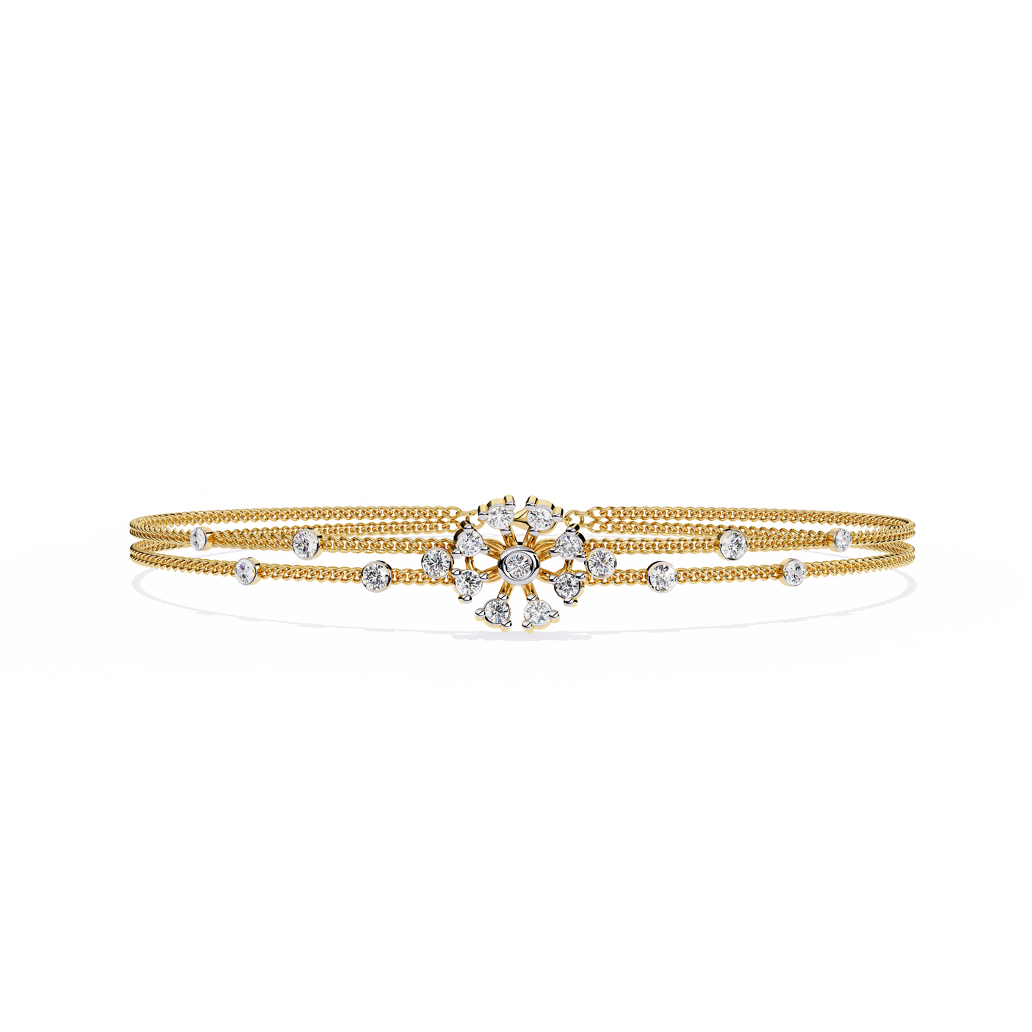 Celestial Bloom – Floral Accent Lab Diamond Bracelet in 14K Gold