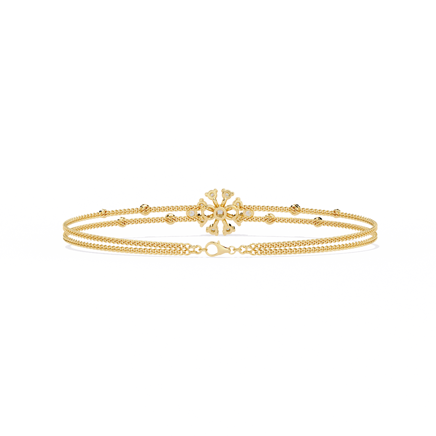 Celestial Bloom – Floral Accent Lab Diamond Bracelet in 14K Gold