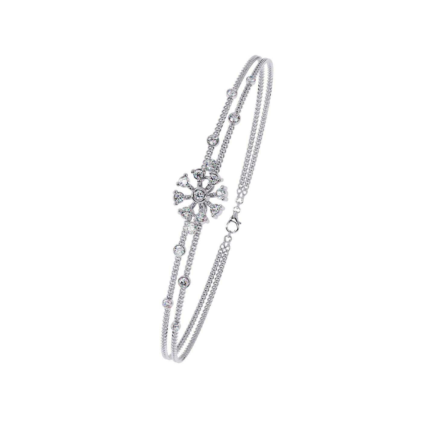 Celestial Bloom – Floral Accent Lab Diamond Bracelet in 14K Gold