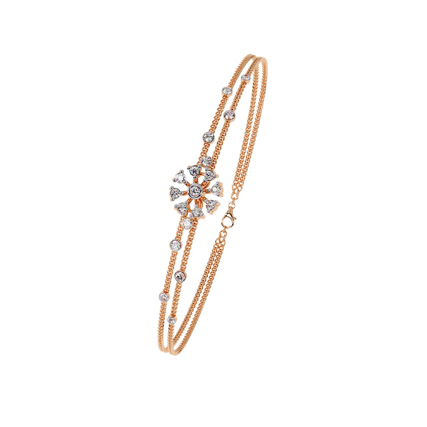 Celestial Bloom – Floral Accent Lab Diamond Bracelet in 14K Gold