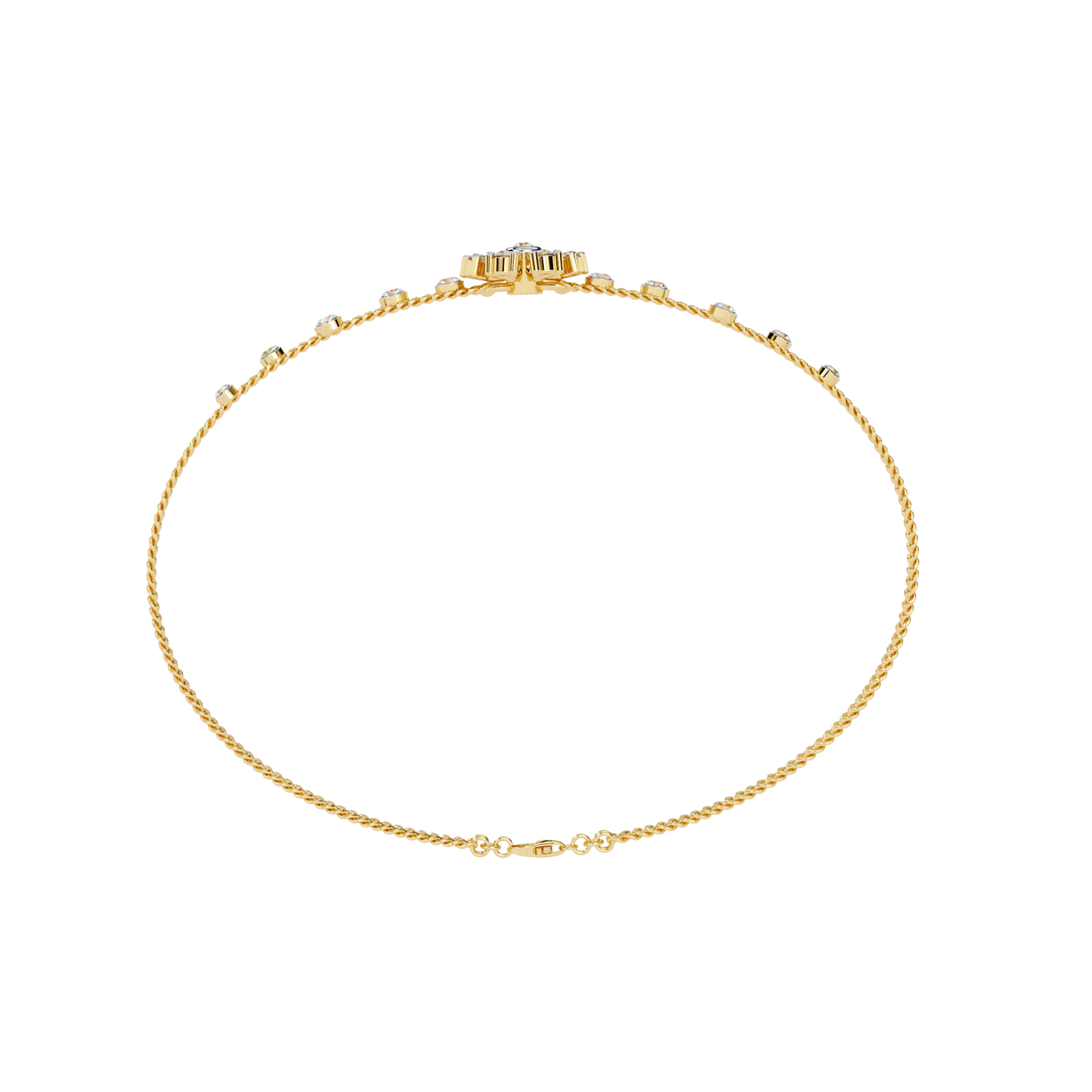 Celestial Bloom – Floral Accent Lab Diamond Bracelet in 14K Gold