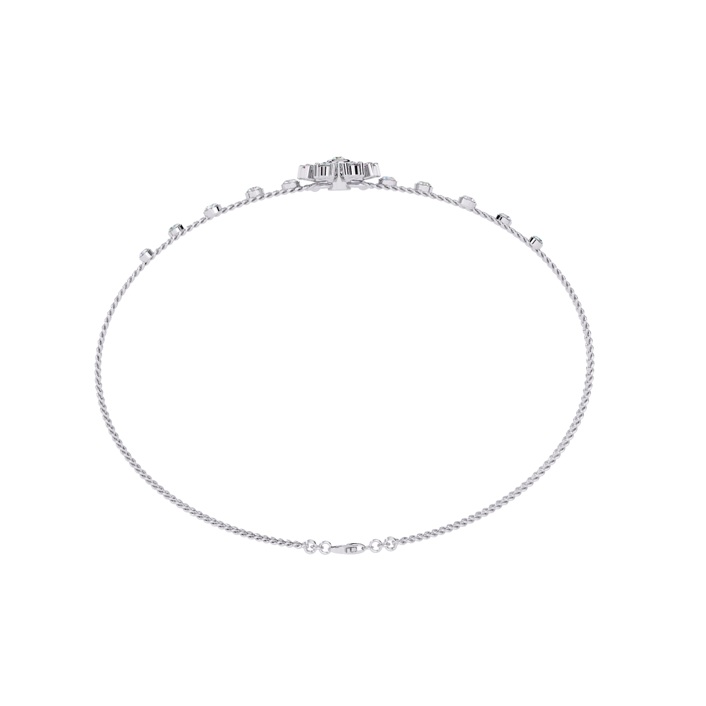 Celestial Bloom – Floral Accent Lab Diamond Bracelet in 14K Gold