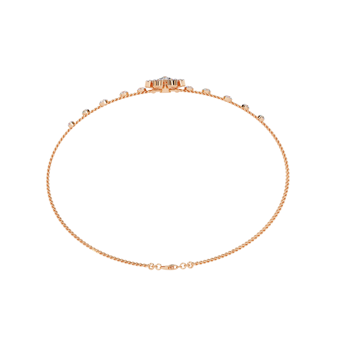 Celestial Bloom – Floral Accent Lab Diamond Bracelet in 14K Gold