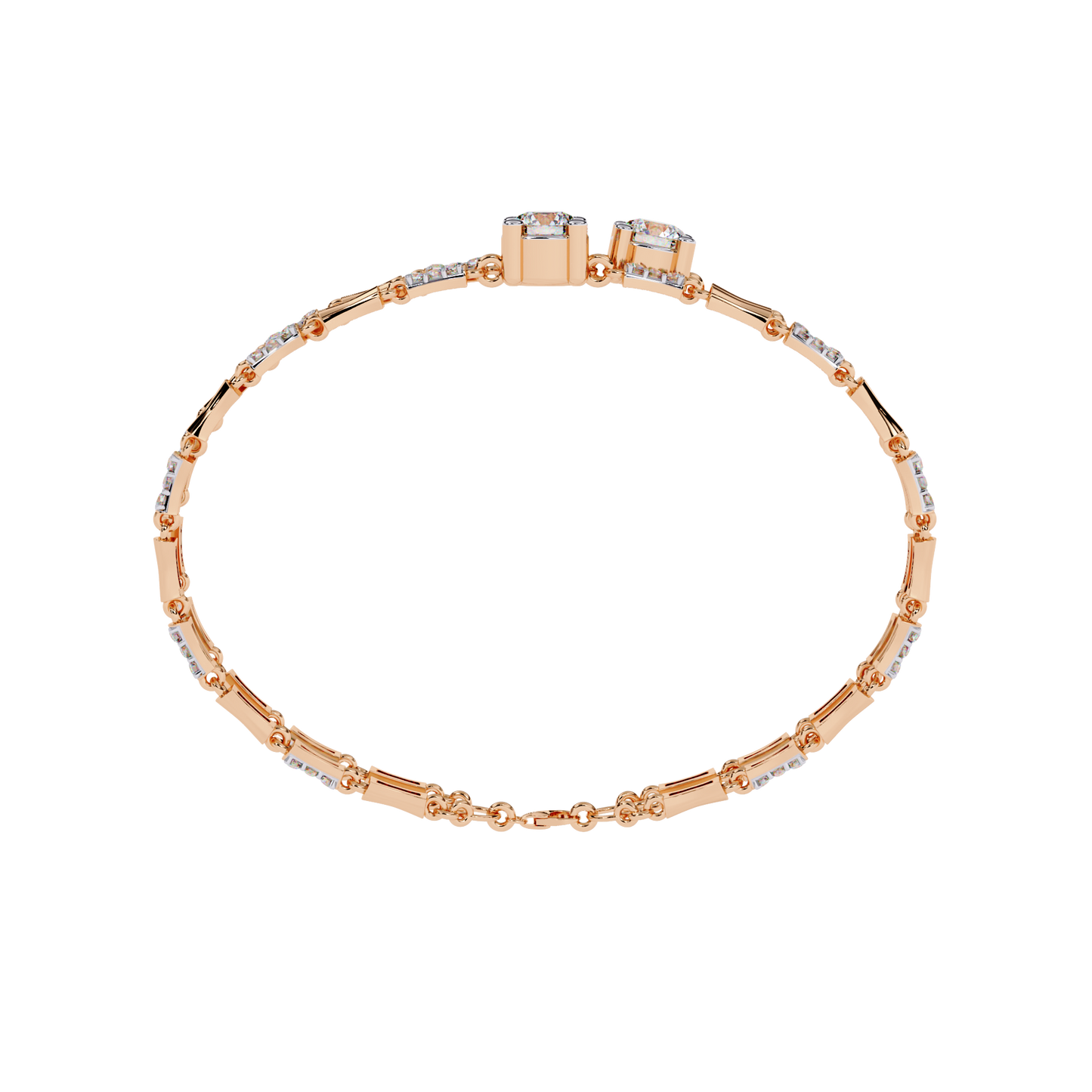 Twin Radiance – Dual Solitaire Lab Diamond Bracelet in 14K Gold