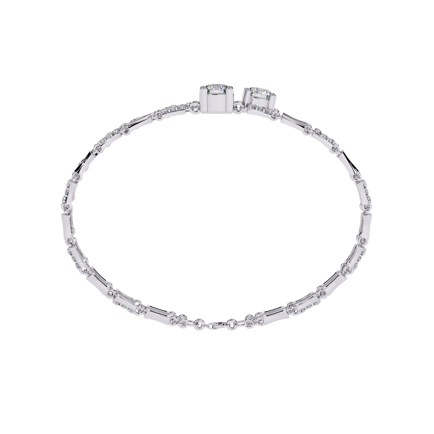 Twin Radiance – Dual Solitaire Lab Diamond Bracelet in 14K Gold