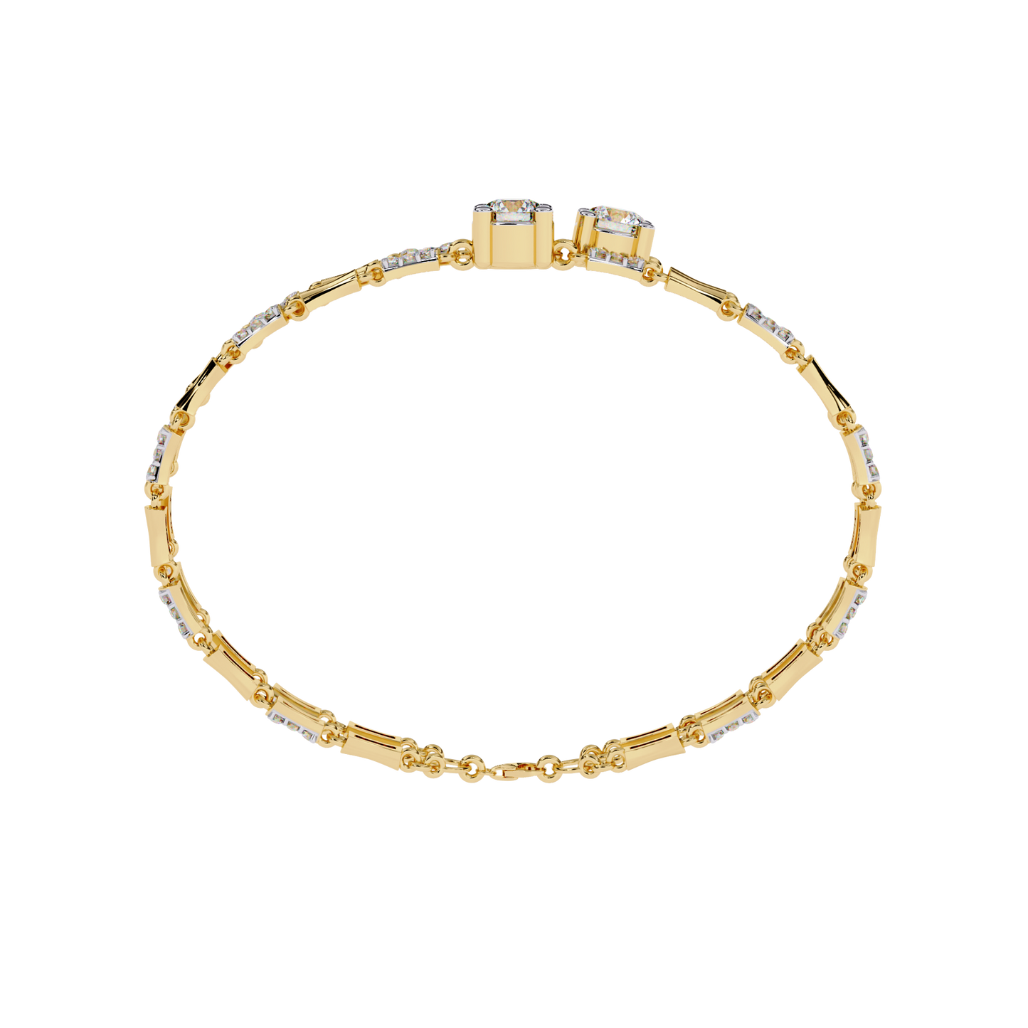 Twin Radiance – Dual Solitaire Lab Diamond Bracelet in 14K Gold