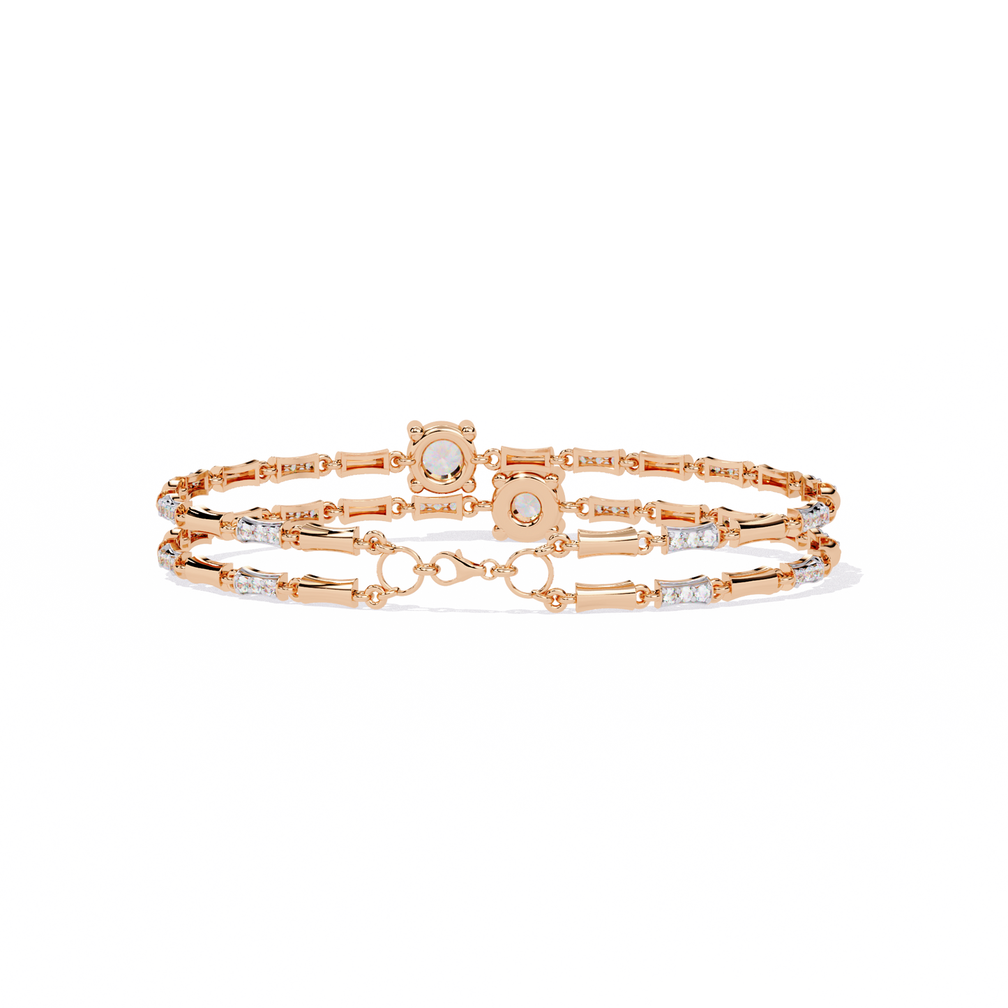 Twin Radiance – Dual Solitaire Lab Diamond Bracelet in 14K Gold