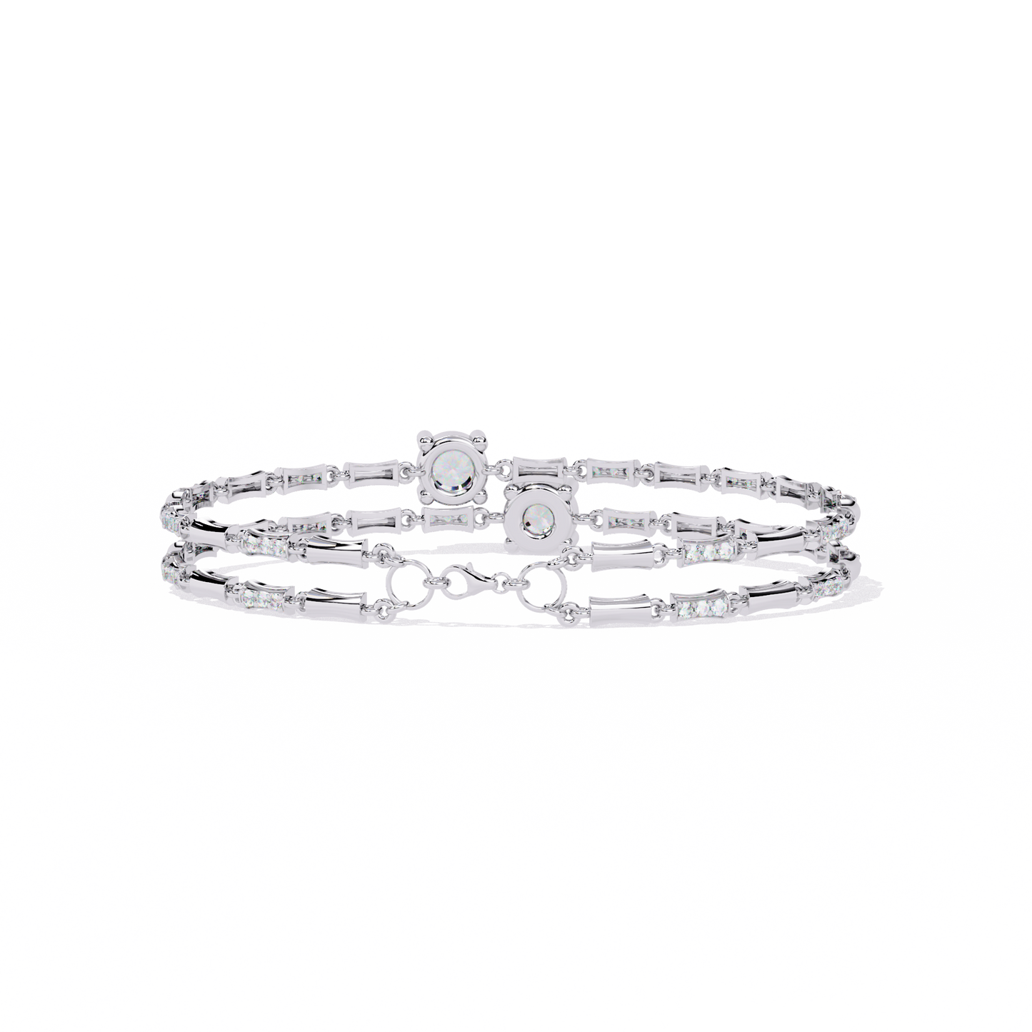 Twin Radiance – Dual Solitaire Lab Diamond Bracelet in 14K Gold