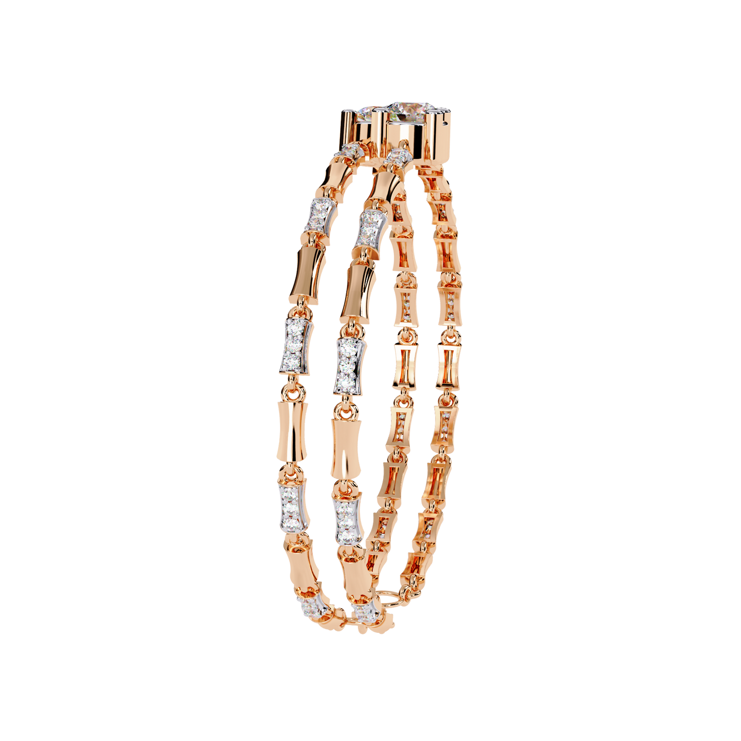 Twin Radiance – Dual Solitaire Lab Diamond Bracelet in 14K Gold