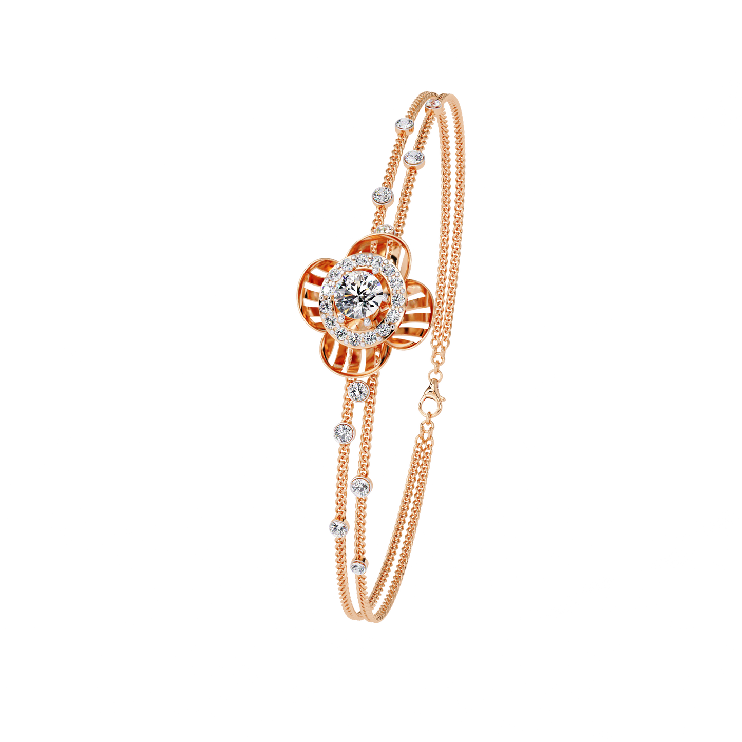 Flora Radiant – Lab Diamond Blossom Motif Bracelet in 14K Gold