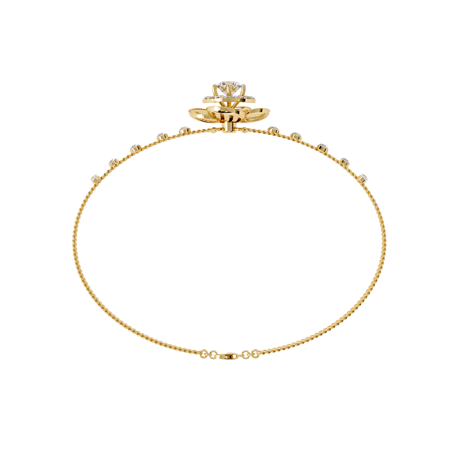 Flora Radiant – Lab Diamond Blossom Motif Bracelet in 14K Gold