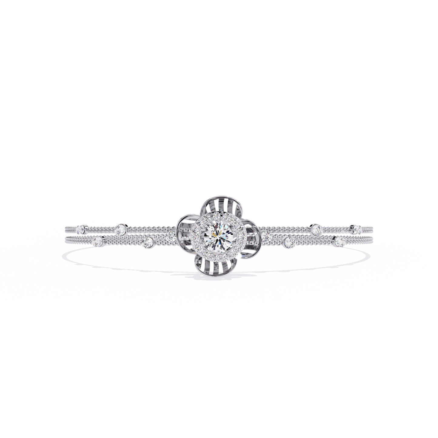 Flora Radiant – Lab Diamond Blossom Motif Bracelet in 14K Gold