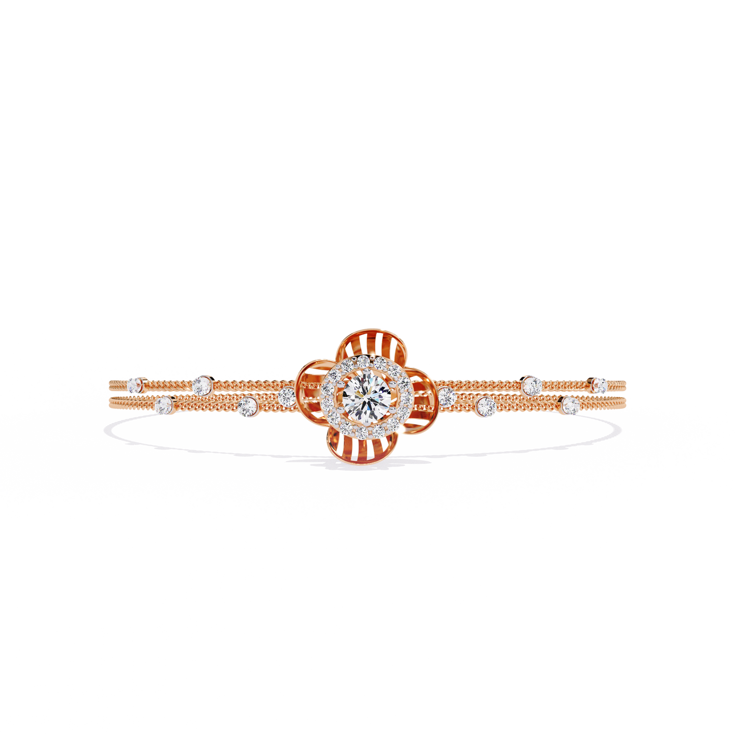 Flora Radiant – Lab Diamond Blossom Motif Bracelet in 14K Gold