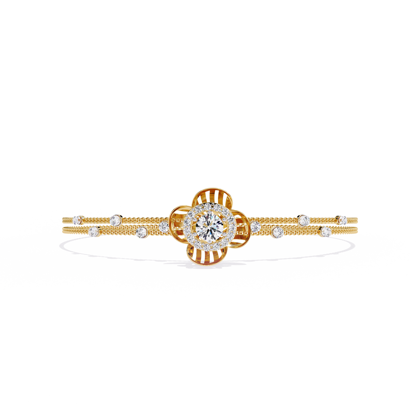 Flora Radiant – Lab Diamond Blossom Motif Bracelet in 14K Gold