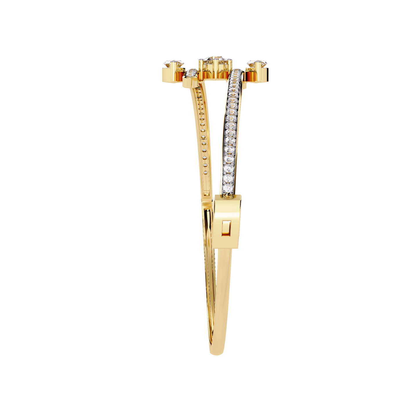 Twin Arc Radiance – Lab Diamond Marquise & Round Bracelet in 14K Gold