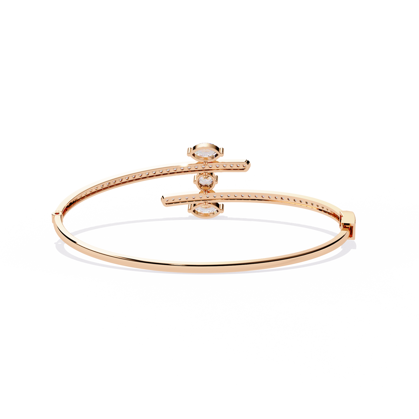 Twin Arc Radiance – Lab Diamond Marquise & Round Bracelet in 14K Gold