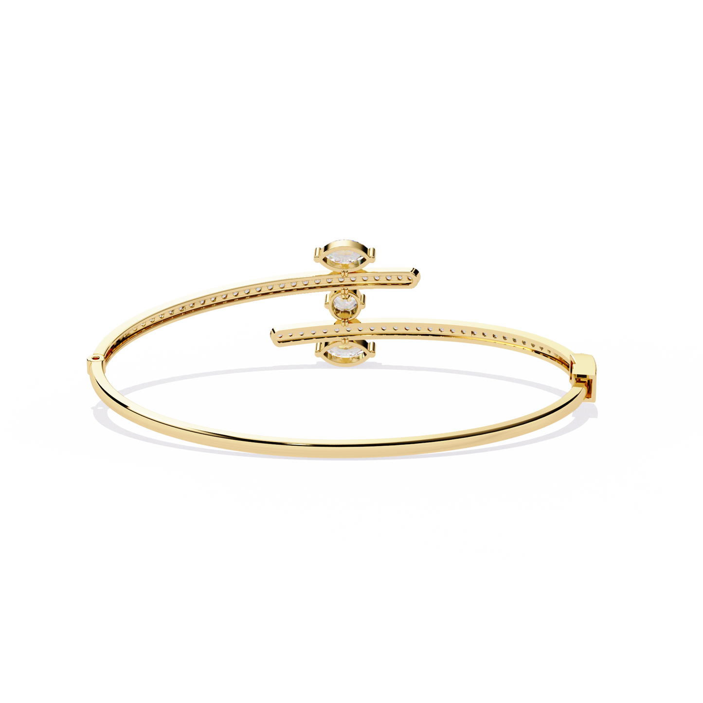 Twin Arc Radiance – Diamond Marquise & Round Bracelet in 14K Gold