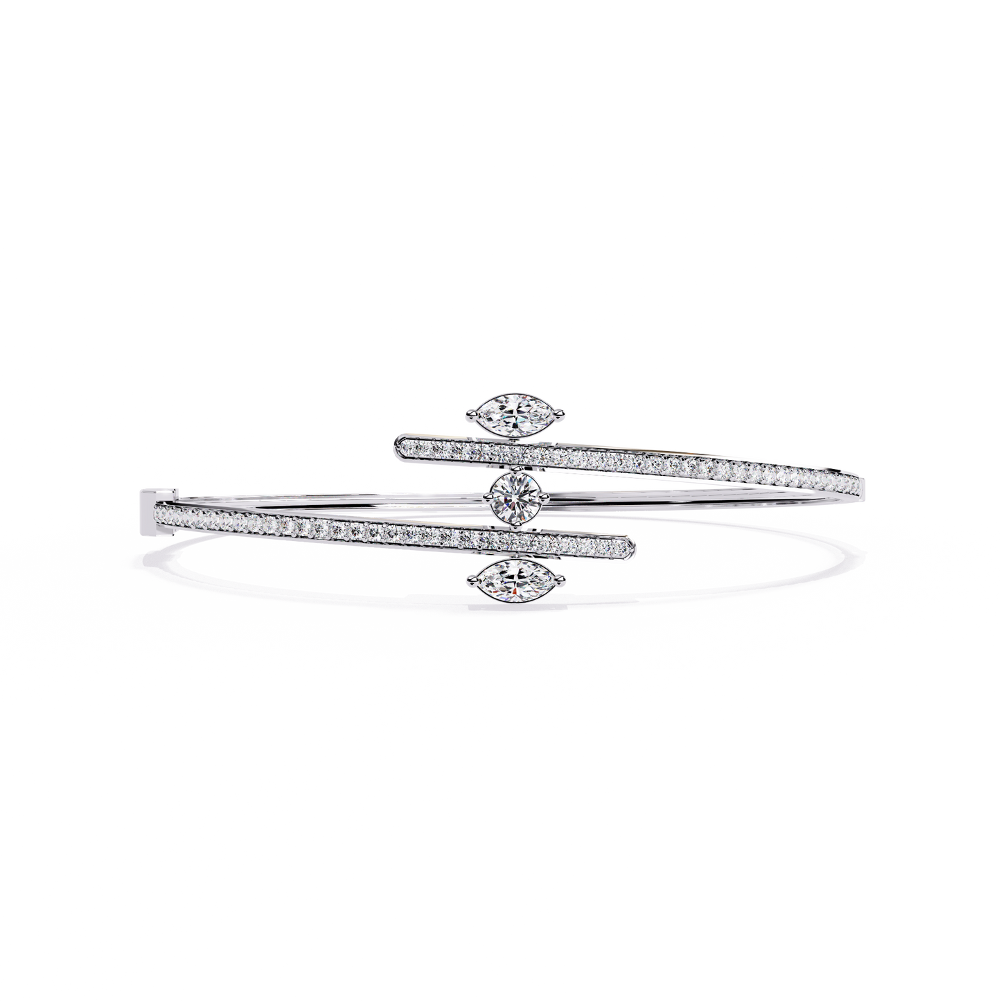 Twin Arc Radiance – Lab Diamond Marquise & Round Bracelet in 14K Gold