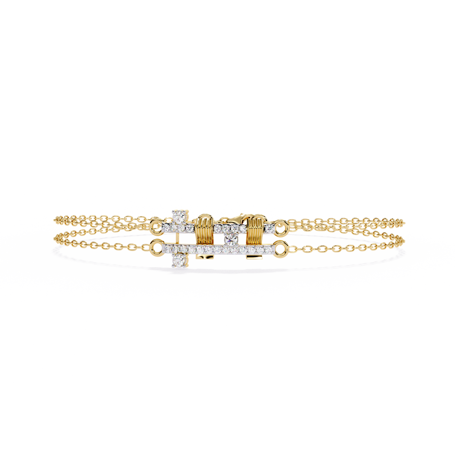 Geo-Bar – Lab Diamond Twin-Row Gold Bracelet Connector