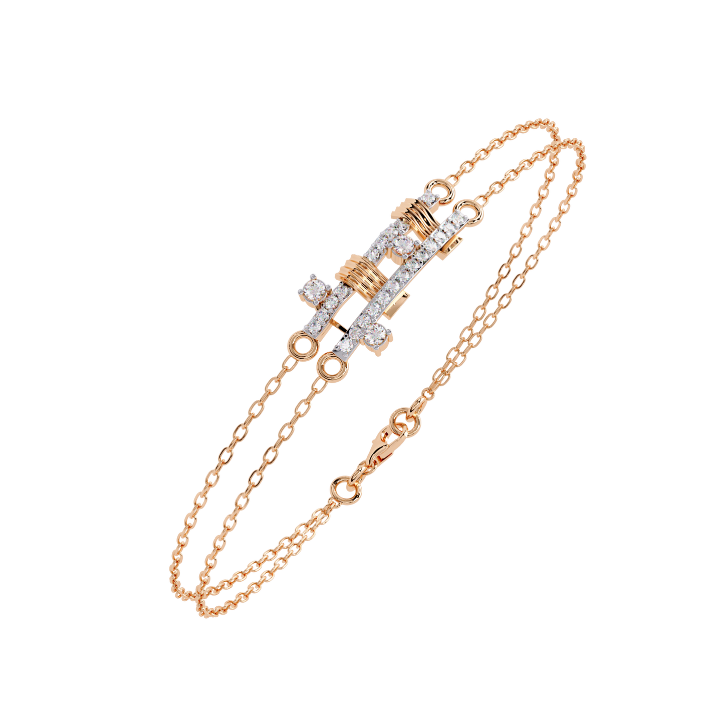 Geo-Bar – Lab Diamond Twin-Row Gold Bracelet Connector