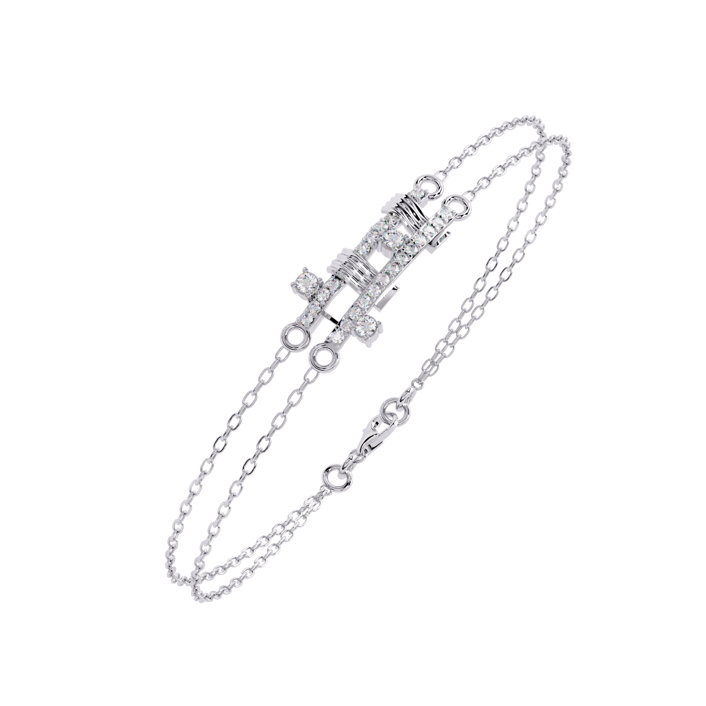 Geo-Bar – Lab Diamond Twin-Row Gold Bracelet Connector