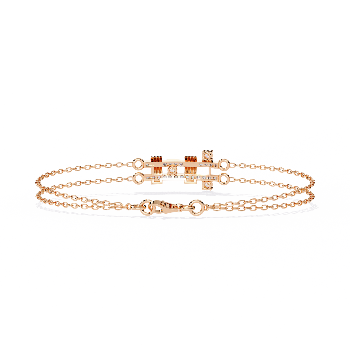 Geo-Bar – Lab Diamond Twin-Row Gold Bracelet Connector