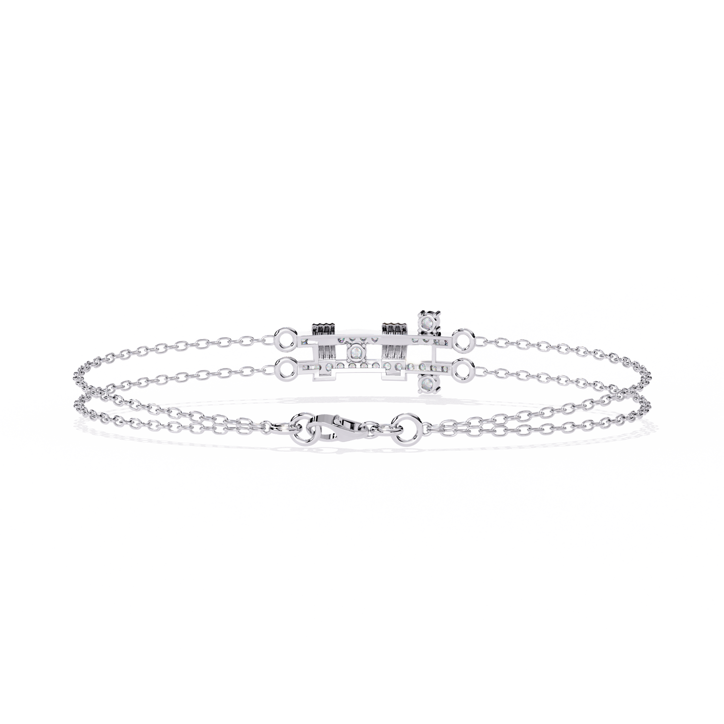 Geo-Bar – Lab Diamond Twin-Row Gold Bracelet Connector