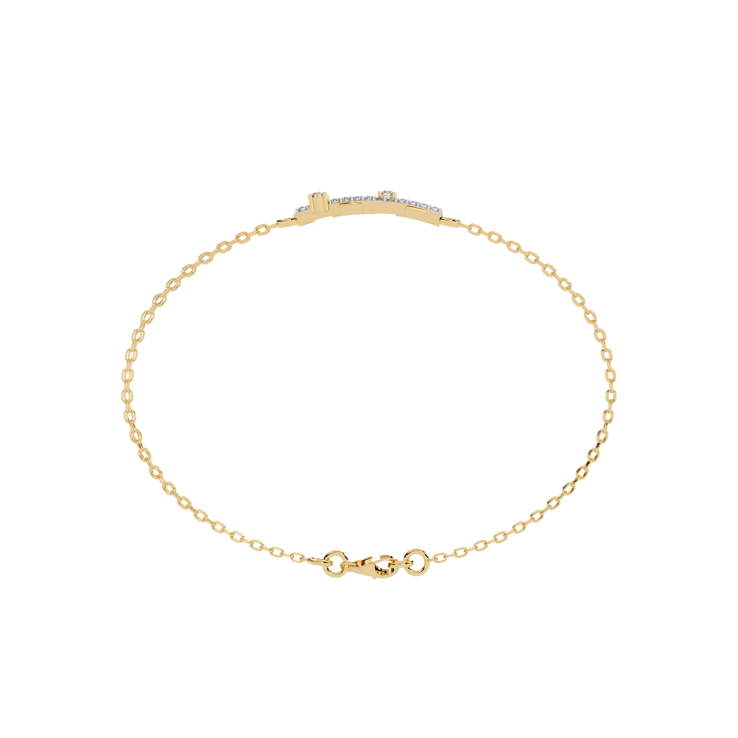 Geo-Bar – Lab Diamond Twin-Row Gold Bracelet Connector