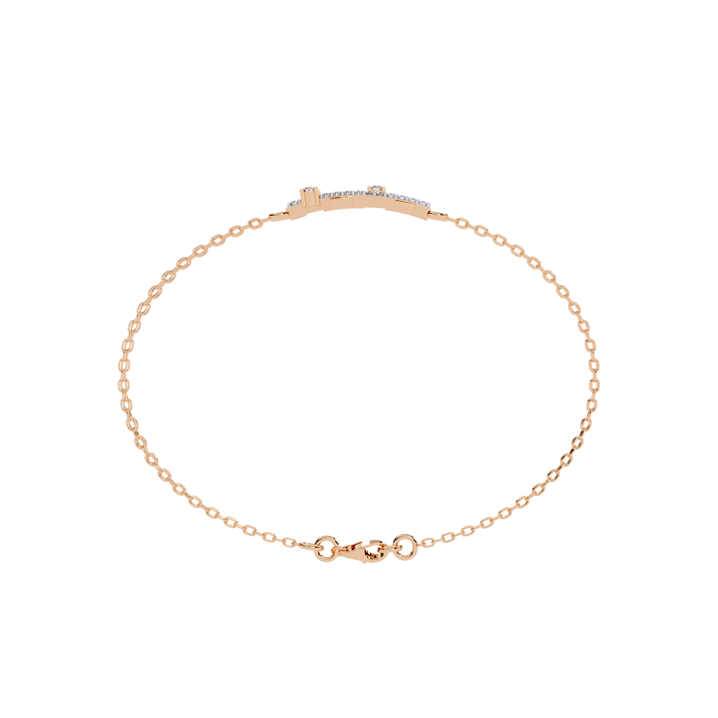 Geo-Bar – Lab Diamond Twin-Row Gold Bracelet Connector