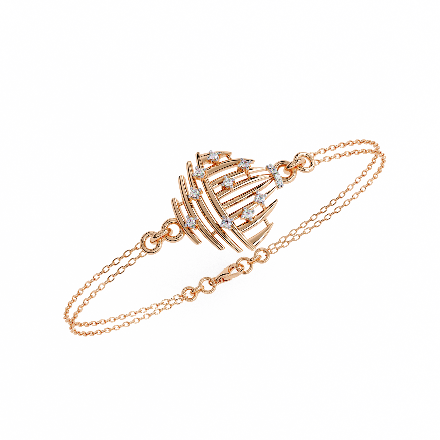 Aurora Shell – Lab Diamond Dome Link in 14K Gold