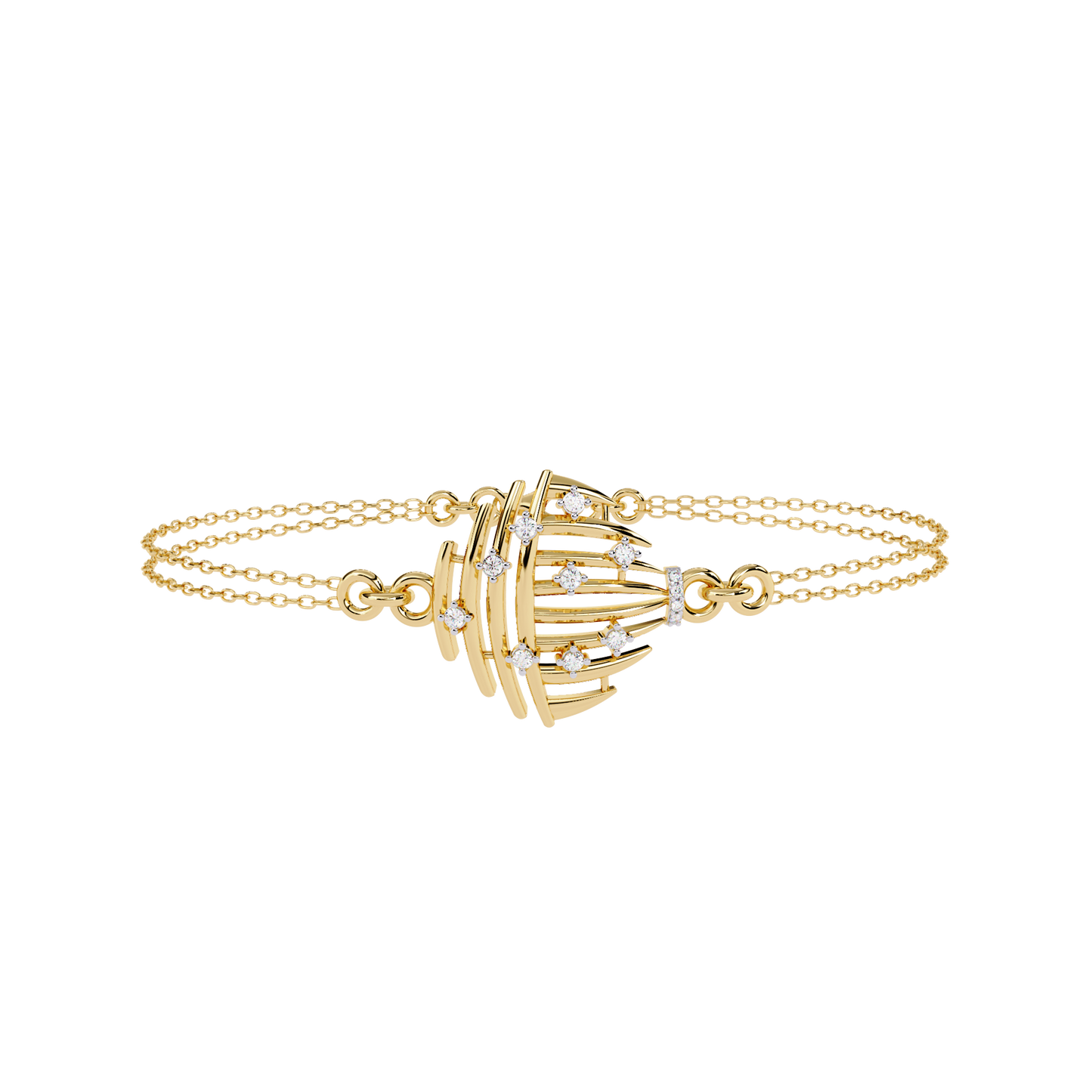Aurora Shell – Lab Diamond Dome Link in 14K Gold